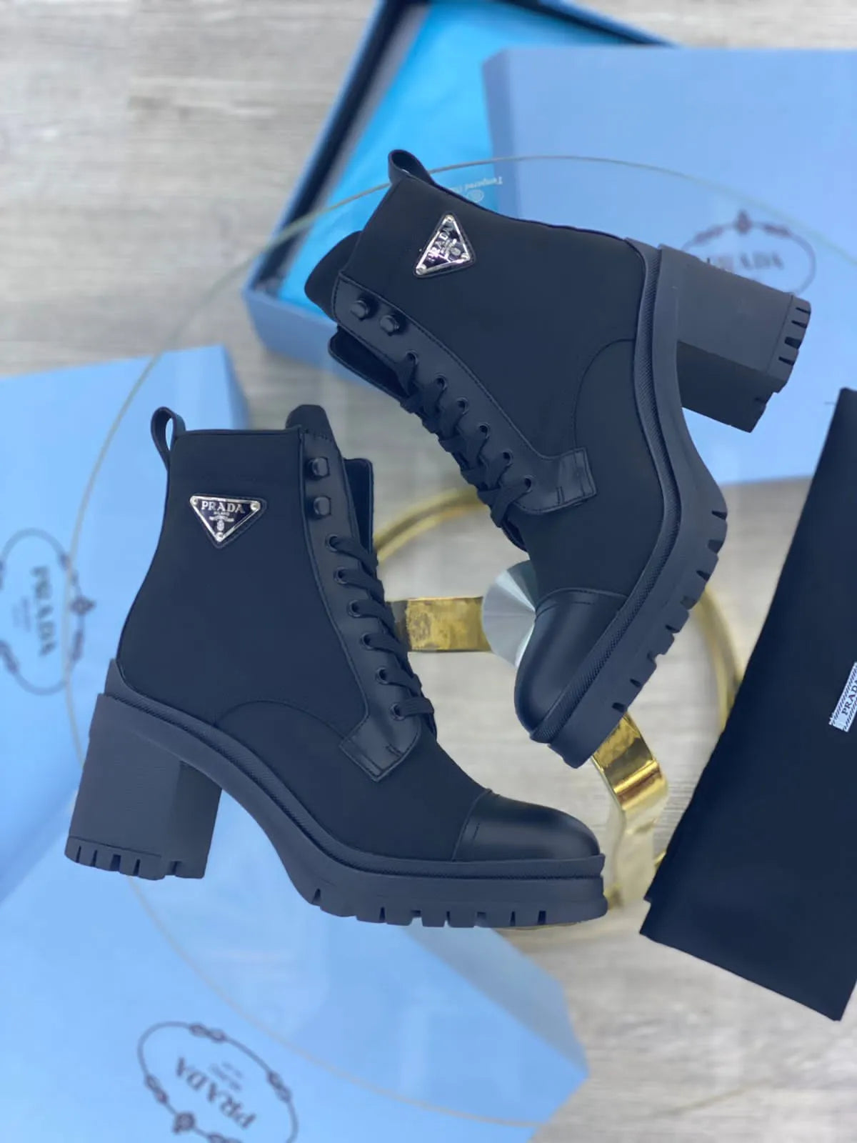 Prada Lace-up Ankle Boots