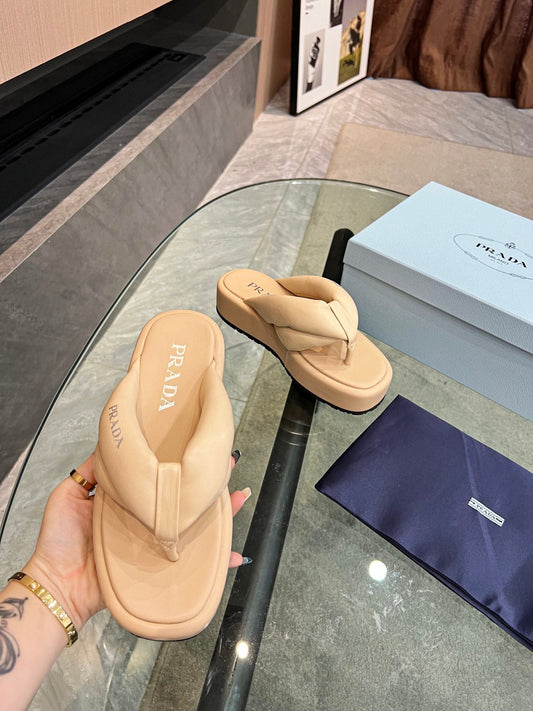 PRA THONG FLATFORM SANDALS TUSCAN LAMBSKIN