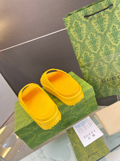 PLATFORM SANDALS IN BRIGHT YELLOW MONOGRAM IMPORTED TPU