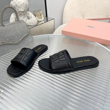 Slippers Black Leather