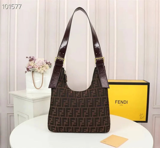 Fendi Brown Zucca Hobo Shoulder Bag