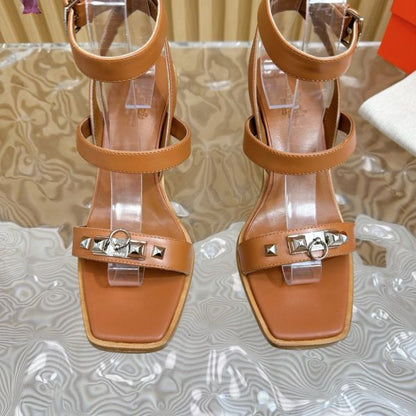 HERM Ivresse 65 Sandals in Brown Leather