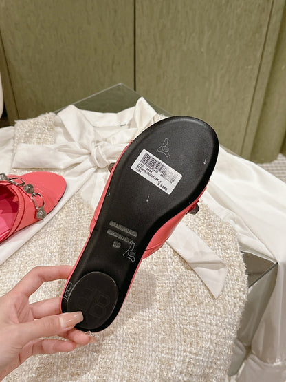 CAGOLE FLAT SANDALS IN ROMAN PINK WAX-OIL SHEEPSKIN