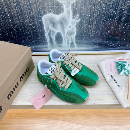 NB Pine Green And Sea Green Color Sneakers Cowhide