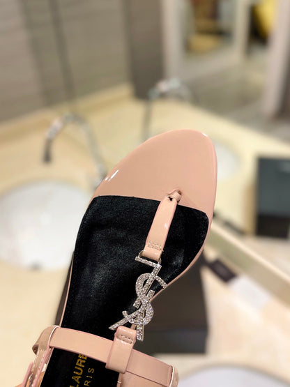 SL CASSANDRA SANDALS TAN POLISHED CALFSKIN